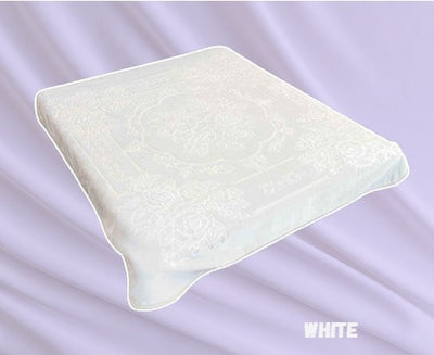 King - Poptex 1ply Blanket  Solid  White - Unidos Textile