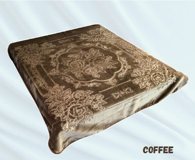King - Poptex 1ply Blanket  Solid  Coffee - Unidos Textile