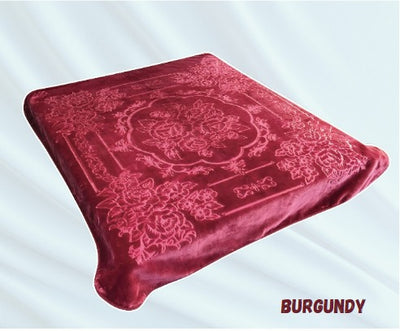 King - Poptex 1ply Blanket  Solid  Burgundy - Unidos Textile
