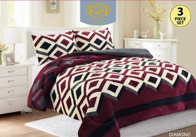 king  -  Super Soft Flannel Fleece Borrego Blanket 3 pc Set    3 Kg. - Unidos Textile