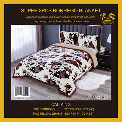 El hispano Cal king Embossed 3pc Sherpa Set
