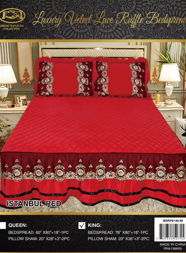ISTANBUL VELVET  BEDSPREAD  3 PC SET