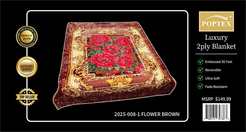 Poptex® Purple Flower Blanket 2-Ply King Size