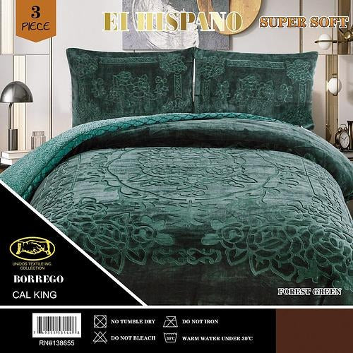 El Hispano™ Solid Embossed Sherpa 3pc. Blanket Set King Case