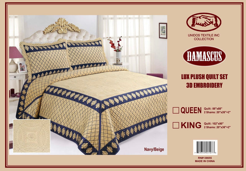 DAMASCUS VELVET  BEDSPREAD  3 PC SET