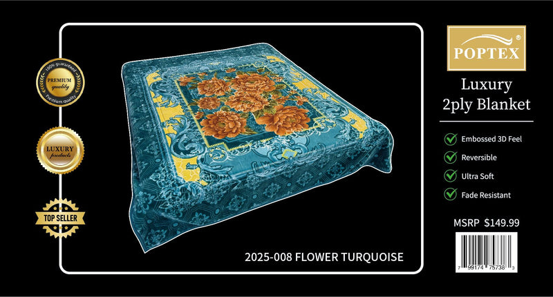 Poptex® Purple Flower Blanket 2-Ply King Size