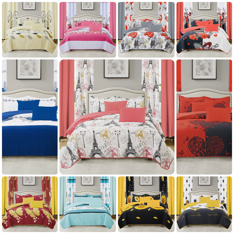 Valencia Complete Bedroom Makeover Quilt Curtain Sheet 10Pc Set King & Queen