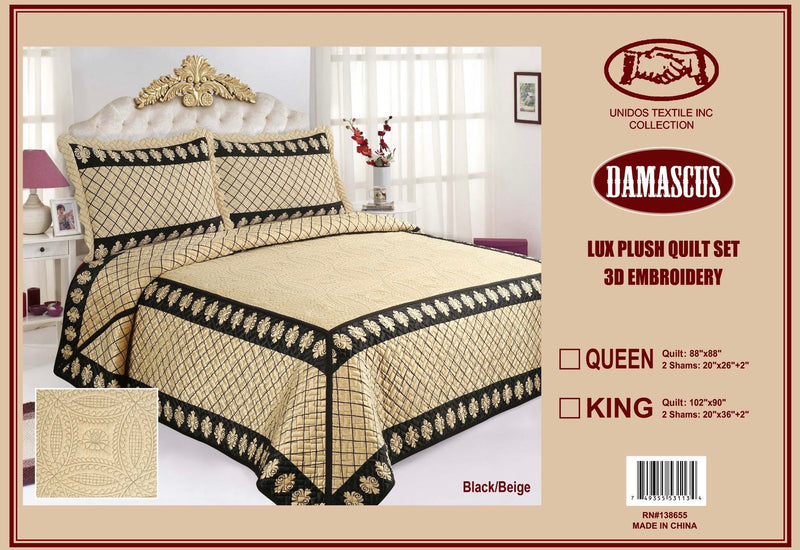 DAMASCUS VELVET  BEDSPREAD  3 PC SET