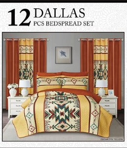 Dallas Bedspread 12pc. Set King Case Mix