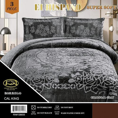 El Hispano™ Solid Embossed Sherpa 3pc. Blanket Set King Case