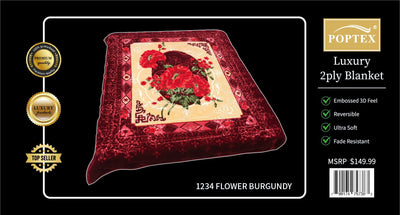 Poptex® Purple Flower Blanket 2-Ply King Size