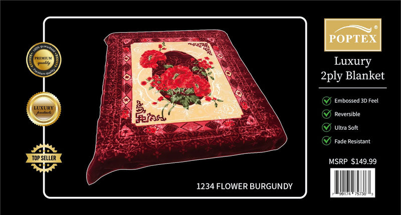 Poptex® Purple Flower Blanket 2-Ply King Size