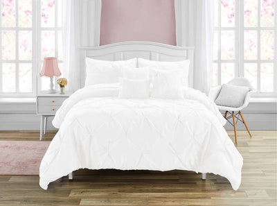 Comforter  Pintuck white    6pc. Set Luxury  King-Queen - Unidos Textile