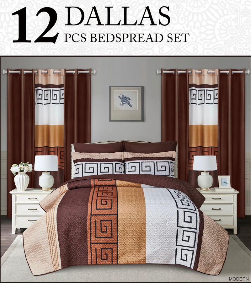 Dallas Bedspread 12pc. Set King Case Mix