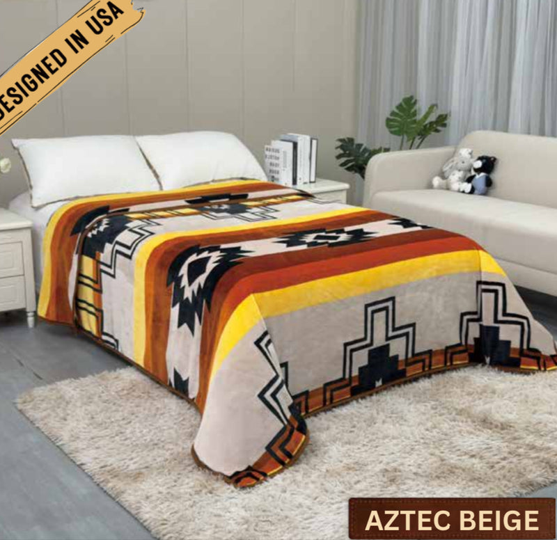 Rodeo™ Aztec Beige Soft Plush Throw Blanket