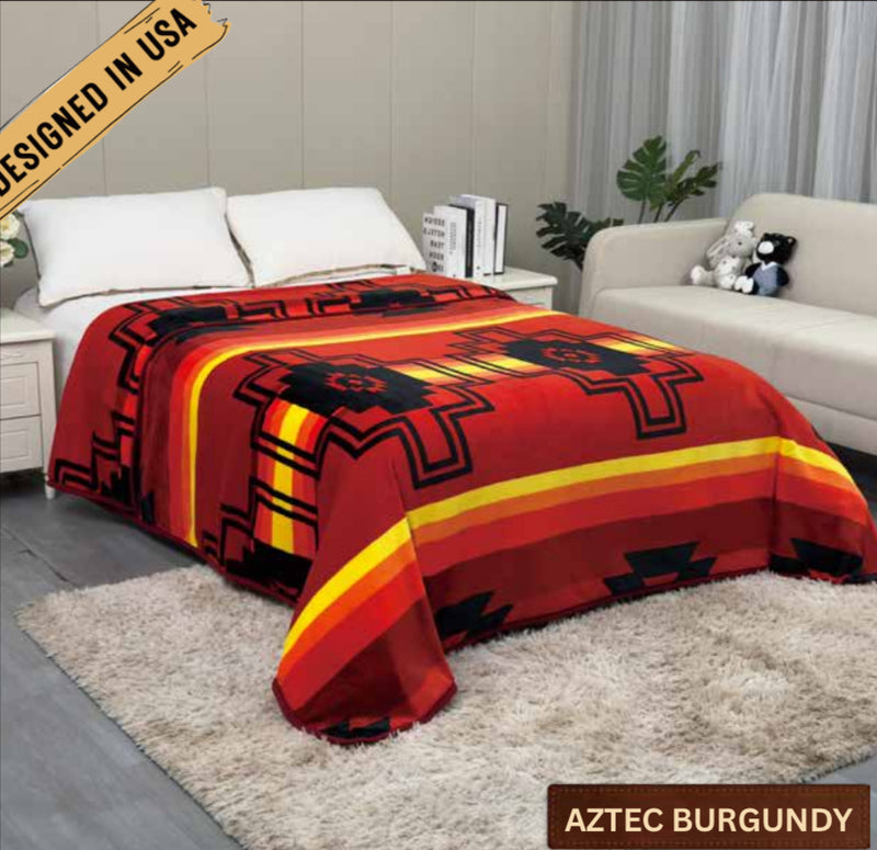 Rodeo™ Aztec Burgundy Soft Plush Throw Blanket