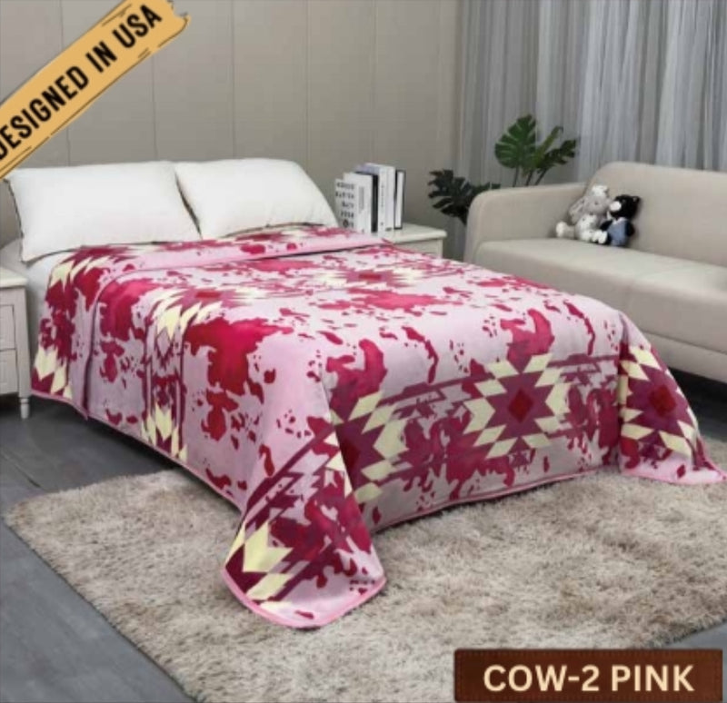 Rodeo™ Aztec Cow Blush Soft Plush Throw Blanket