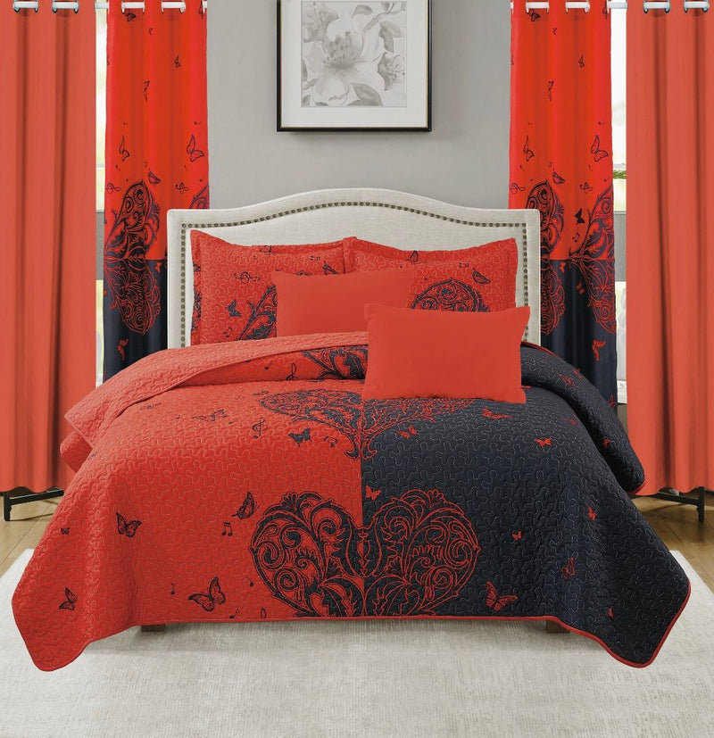 Valencia Complete Bedroom Makeover Quilt Curtain Sheet 10Pc Set King & Queen