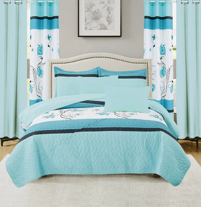 Valencia Complete Bedroom Makeover Quilt Curtain Sheet 10Pc Set King & Queen