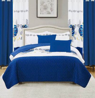 Valencia Complete Bedroom Makeover Quilt Curtain Sheet 10Pc Set King & Queen
