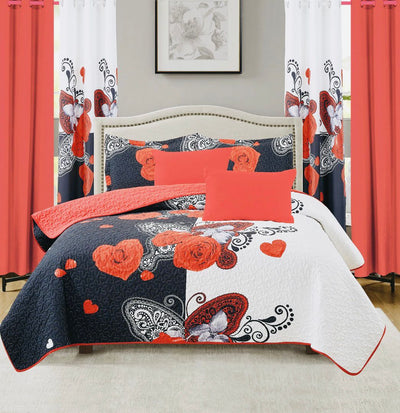 Valencia Complete Bedroom Makeover Quilt Curtain Sheet 10Pc Set King & Queen