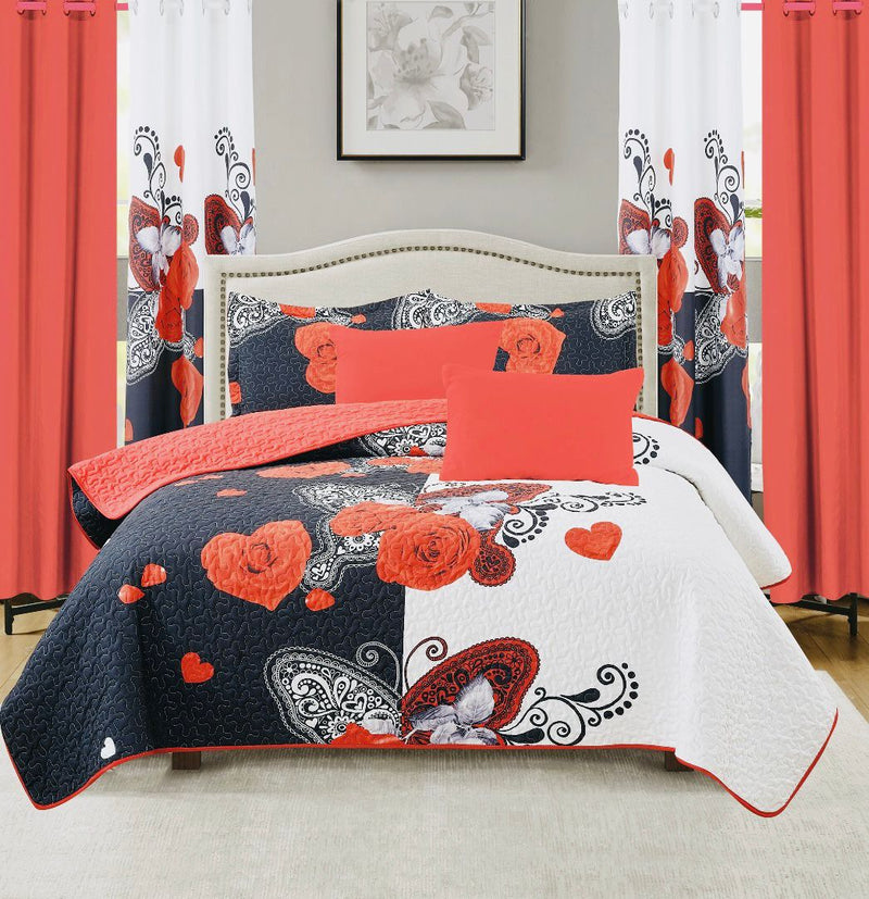 Valencia Complete Bedroom Makeover Quilt Curtain Sheet 10Pc Set King & Queen