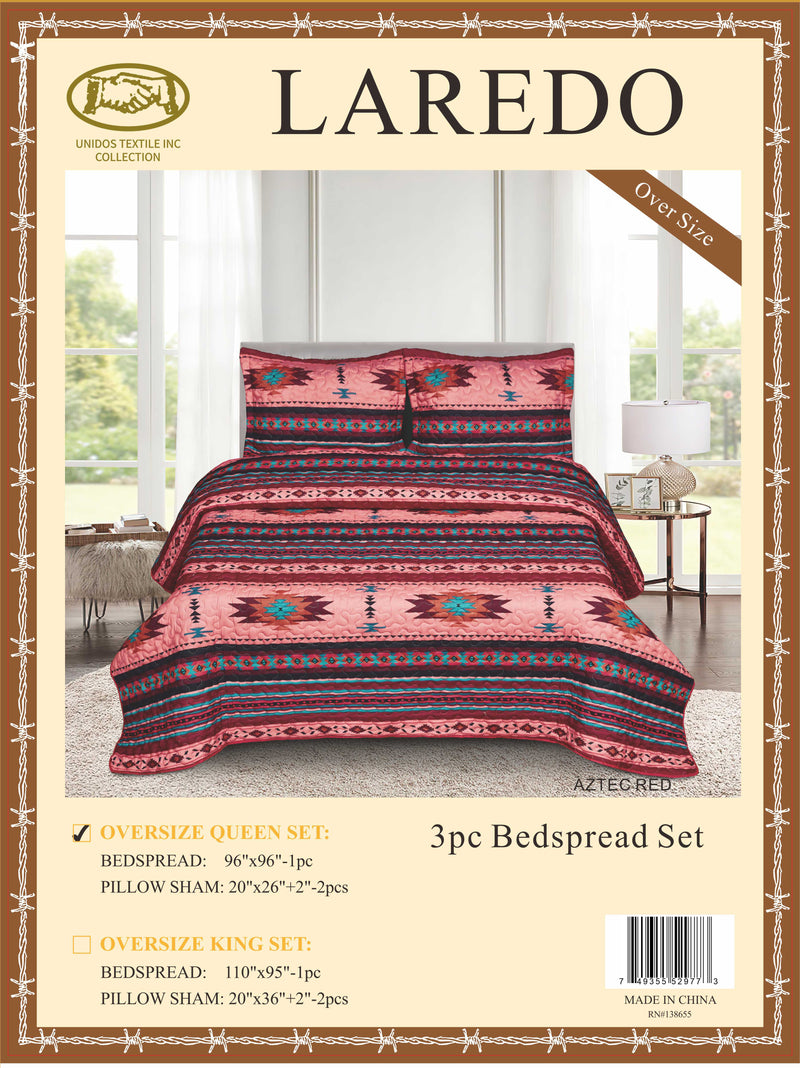 Laredo Bedspread Quilt 3pc. Set Oversize Case Mix (Group 1)