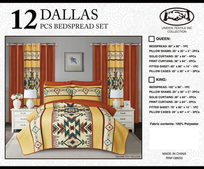 king Dallas Bedspread Set 12Piece