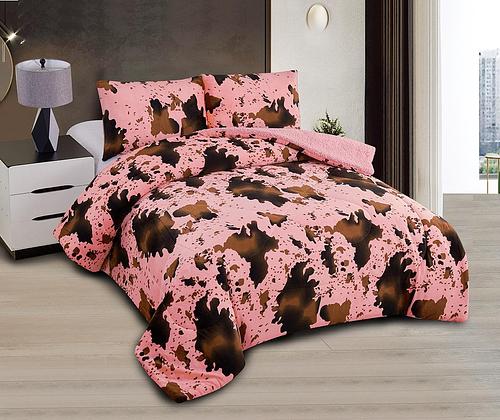 Cow Print - Flannel Borrego 3pc - Cal-King