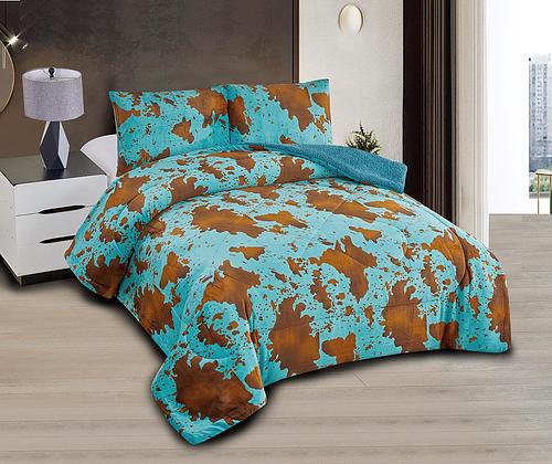 Cow Print - Flannel Borrego 3pc - King Size