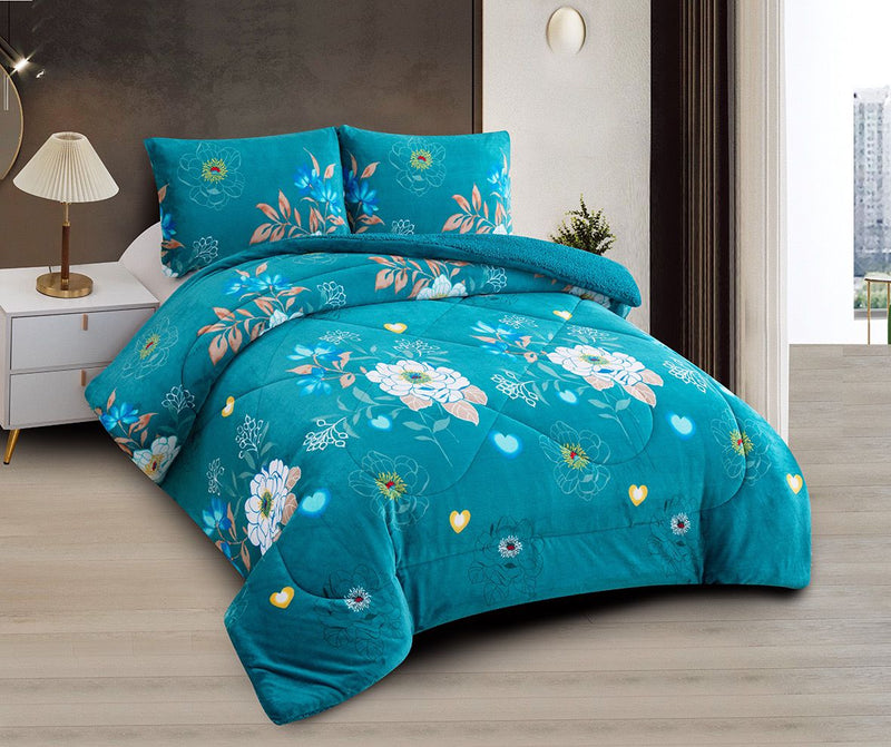 Floral Soft Plush 3pc Borrego Sherpa Blanket Case Mix 6 Pack.
