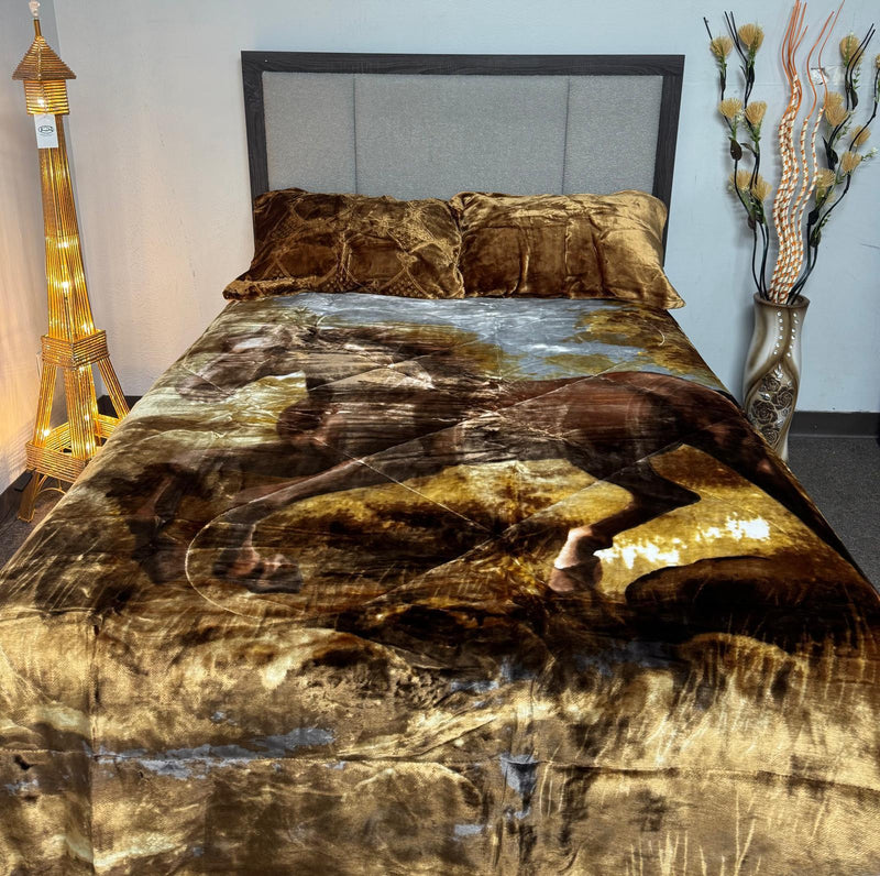 El Hispano Embossed 3pc Sherpa Set (King Size)