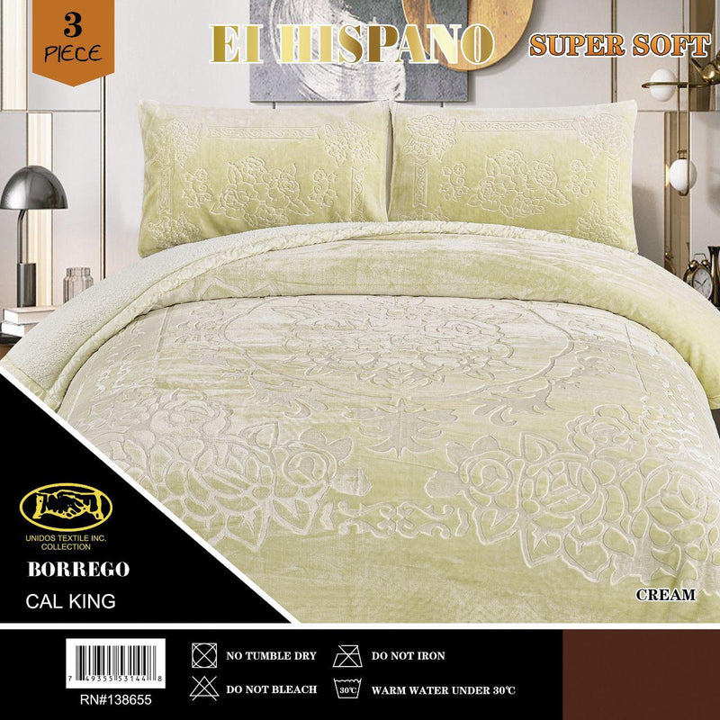 El Hispano Solid Embossed 3pc Sherpa Set