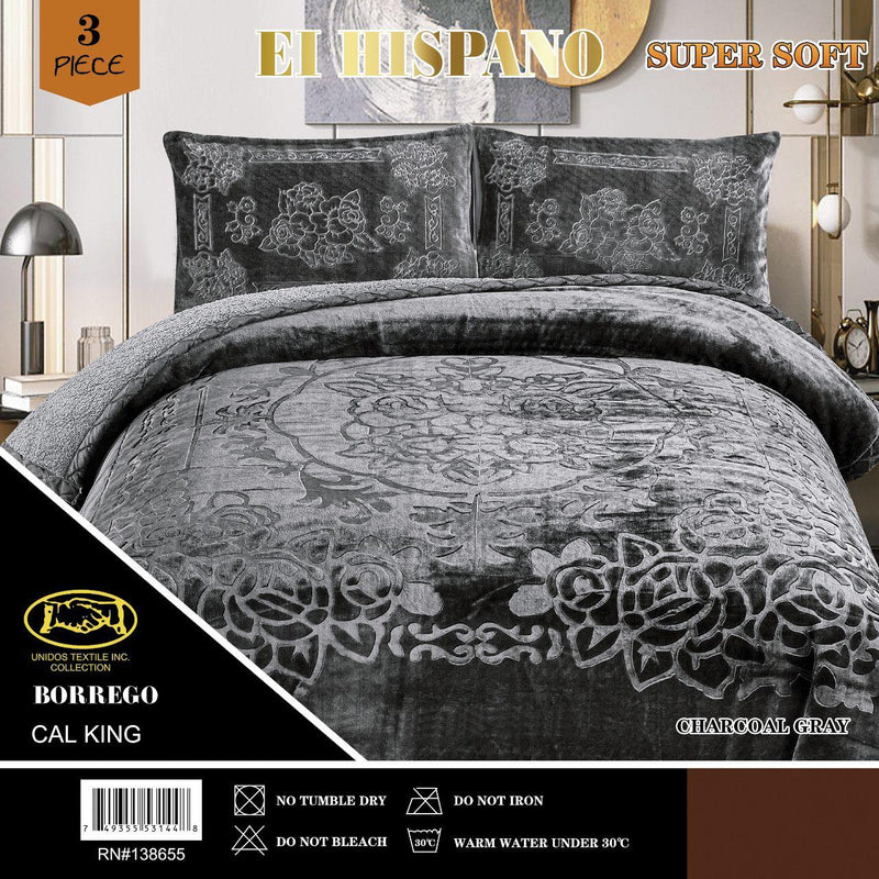 El Hispano Solid Embossed 3pc Sherpa Set