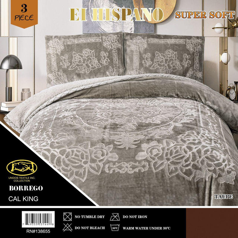 El Hispano Solid Embossed 3pc Sherpa Set