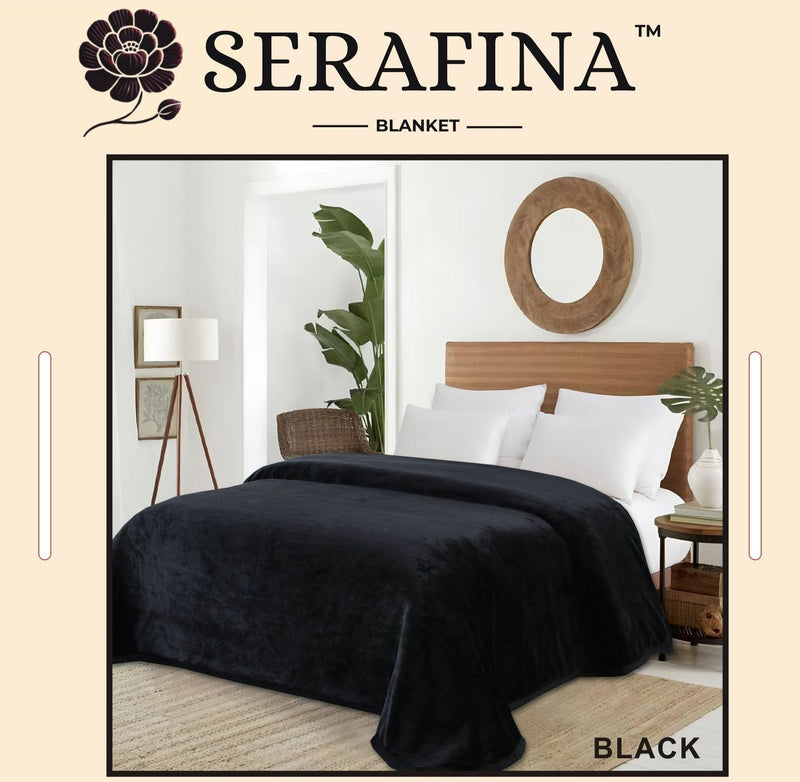Serafina™ Black Solid Soft Plush Oversized Throw Blanket