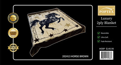 Poptex® Animal 1923 Horse Beige  Blanket 2-Ply King Size