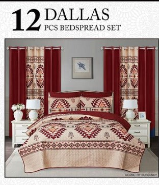 Dallas Bedspread 12pc. Set King Case Mix