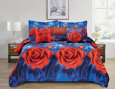 Comforter Verano Cow Sunflowers ,7pc Set King - Unidos Textile