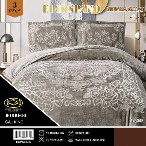 El Hispano™ Solid Embossed Sherpa 3pc. Blanket Set King Case