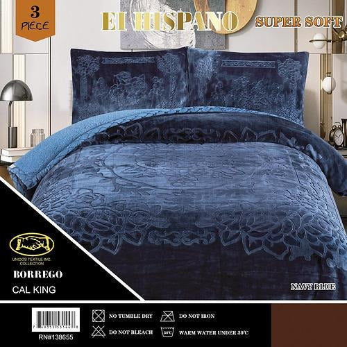 El Hispano™ Solid Embossed Sherpa 3pc. Blanket Set King Case