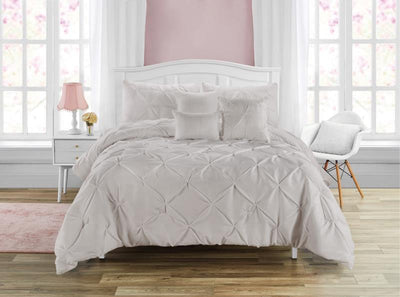 Comforter  Pintuck Grey   6pc. Set Luxury  King-Queen - Unidos Textile