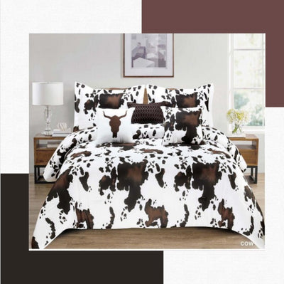 Comforter Verano Cow  ,7pc Set King - Queen - Unidos Textile