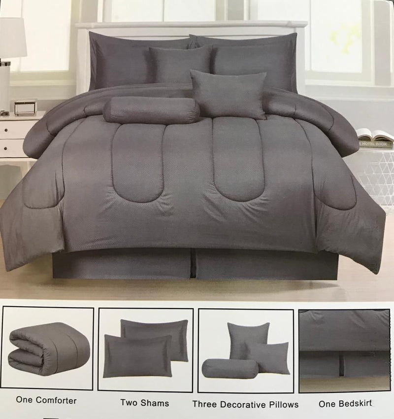Solid Comforter Bedding Set 7pc. - King / Queen - Unidos Textile