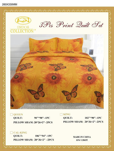 Sunflower Quilt Bedding 3 pc. Set - Unidos Textile