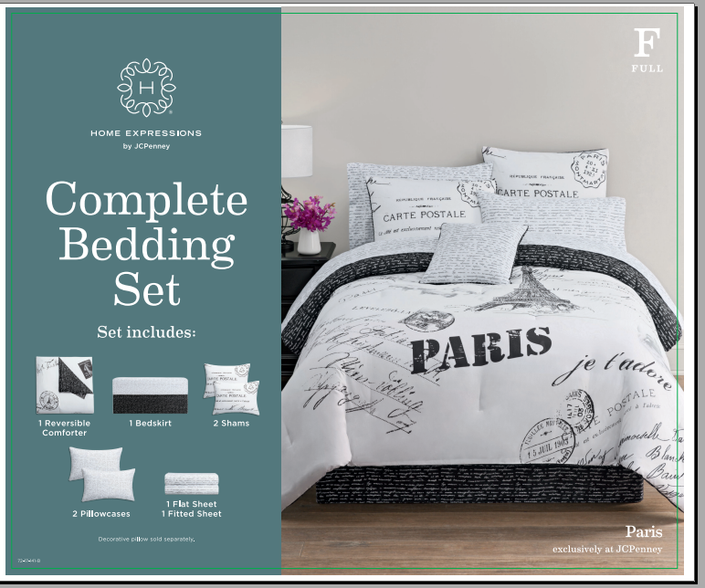 Paris Reversible Comforter Plus Matching Sheet King/Queen/Twin - Unidos Textile